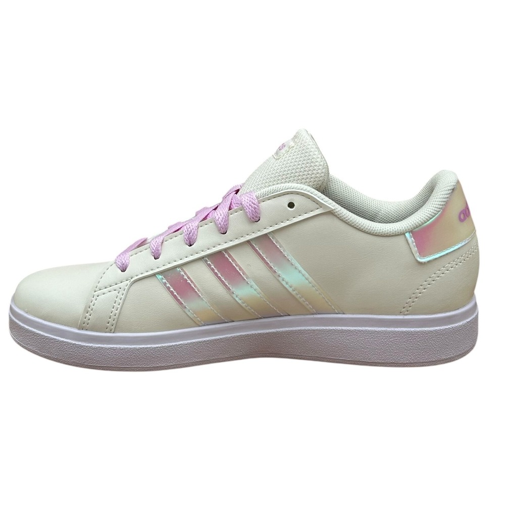 Adidas Grand Court Youth Girls Casual Sneakers Size 7 Chalk White-Lilac Low Top‎ - Picture 6 of 13